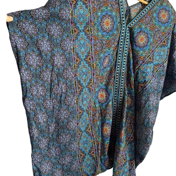 MiracleSuit Danube Bleu Tassel Tunic Caftan Cover Up Women’s Small Blue Mosaic - Picture 6 of 13